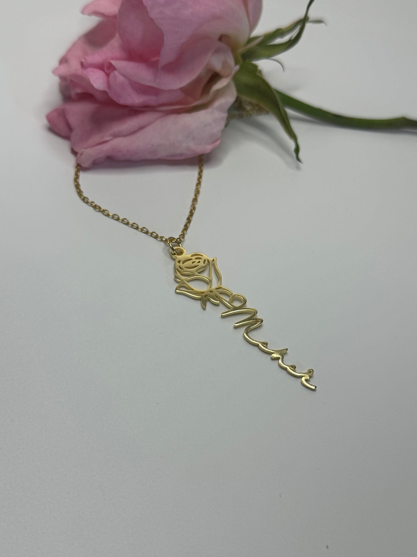 Customise rose name necklace